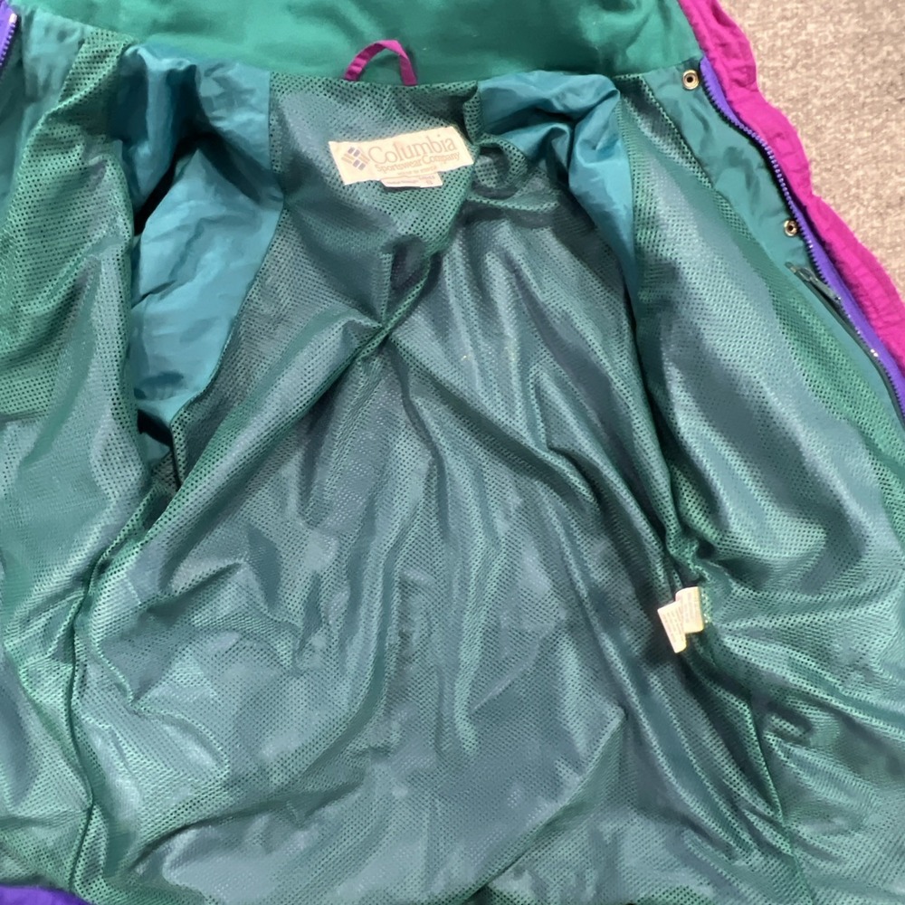 Vintage 90s Columbia Sportswear Colorblock Hooded Shell Jacket Women Small - Picture 7 of 10